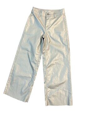 Oat New York Metallic Wide Leg Ankle  Pants Silver Size 0 Size 25
